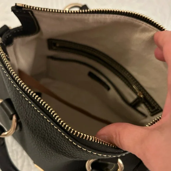 Dooney & Bourke Florentine & Pebbled Leather Satchel 30 Black Satchel w/ 🍓 Charm - Picture 12 of 16